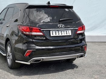 Защита заднего бампера (Ø42 мм уголки, нержавейка) SLITKOFF Hyundai Grand Santa Fe  1 DM (2016-2018) рестайлинг