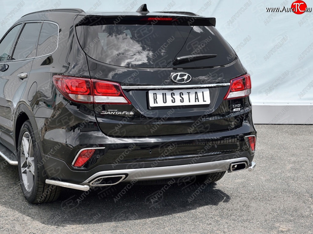 14 399 р. Защита заднего бампера (Ø42 мм уголки, нержавейка) SLITKOFF  Hyundai Grand Santa Fe  1 DM (2016-2018) рестайлинг  с доставкой в г. Керчь