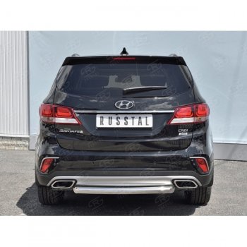 13 199 р. Одинарная защита заднего бампера из трубы d63 мм SLITKOFF  Hyundai Grand Santa Fe  1 DM (2016-2018) рестайлинг  с доставкой в г. Керчь. Увеличить фотографию 2