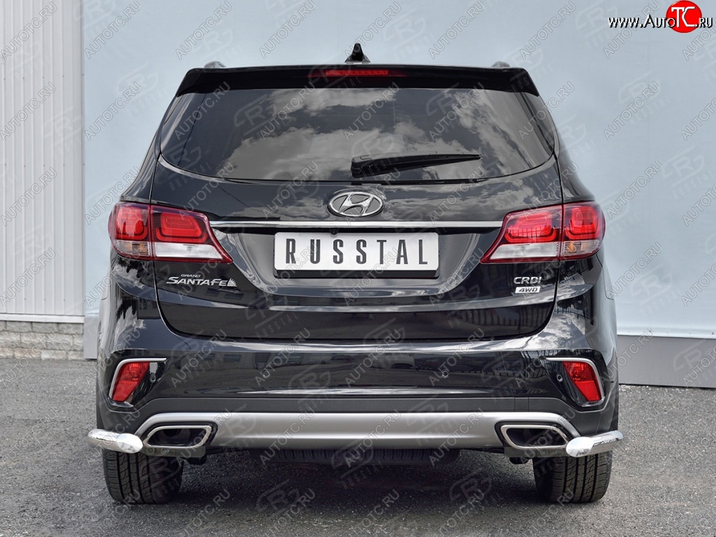 15 999 р. Защита заднего бампера (Ø63 мм уголки, нержавейка) SLITKOFF  Hyundai Grand Santa Fe  1 DM (2016-2018) рестайлинг  с доставкой в г. Керчь