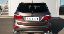 16 299 р. Защита заднего бампера (Ø63 мм уголки, нержавейка) SLITKOFF  Hyundai Grand Santa Fe  1 DM (2013-2016) дорестайлинг  с доставкой в г. Керчь. Увеличить фотографию 2