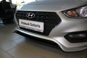 4 999 р. Накладка на передний бампер АвтоКрат  Hyundai Solaris  HCR (2017-2020) седан дорестайлинг (Неокрашенная)  с доставкой в г. Керчь. Увеличить фотографию 2