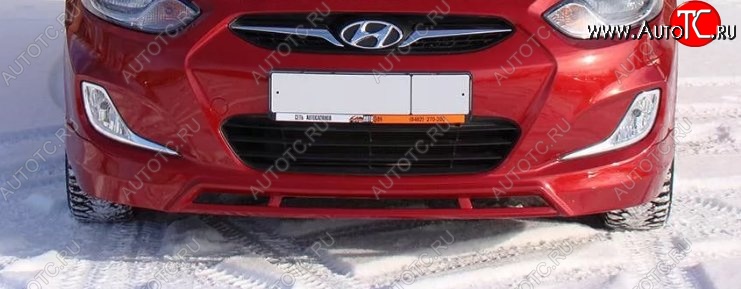 6 299 р. Накладка на передний бампер Tuning-Sport v2 Hyundai Solaris RBr седан дорестайлинг (2010-2014) (Неокрашенная)  с доставкой в г. Керчь