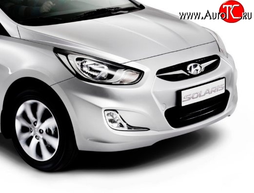 3 659 р. Передний бампер Стандартный Hyundai Solaris RBr седан дорестайлинг (2010-2014) (Окрашенный)  с доставкой в г. Керчь