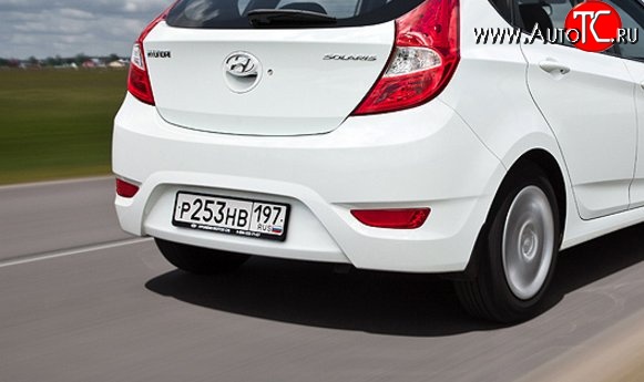 4 999 р. Задний бампер Стандартный Hyundai Solaris RBr хэтчбэк рестайлинг (2014-2017) (Неокрашенный)  с доставкой в г. Керчь