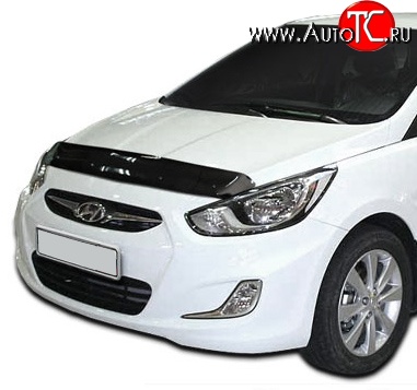 4 599 р. Дефлектор капота NovLine Hyundai Solaris RBr седан дорестайлинг (2010-2014)  с доставкой в г. Керчь