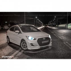 2 899 р. Накладка на передний бампер TopKontur Design v2 Hyundai Solaris RBr седан дорестайлинг (2010-2014) (Неокрашенная)  с доставкой в г. Керчь. Увеличить фотографию 3