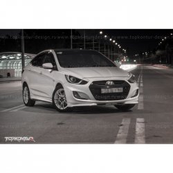 2 899 р. Накладка на передний бампер TopKontur Design v2 Hyundai Solaris RBr седан дорестайлинг (2010-2014) (Неокрашенная)  с доставкой в г. Керчь. Увеличить фотографию 12