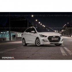 2 899 р. Накладка на передний бампер TopKontur Design v2 Hyundai Solaris RBr седан дорестайлинг (2010-2014) (Неокрашенная)  с доставкой в г. Керчь. Увеличить фотографию 13