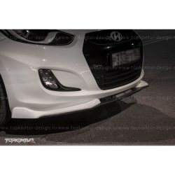 2 899 р. Накладка на передний бампер TopKontur Design v2 Hyundai Solaris RBr седан дорестайлинг (2010-2014) (Неокрашенная)  с доставкой в г. Керчь. Увеличить фотографию 14