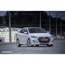 2 899 р. Накладка на передний бампер TopKontur Design v2 Hyundai Solaris RBr седан дорестайлинг (2010-2014) (Неокрашенная)  с доставкой в г. Керчь. Увеличить фотографию 15
