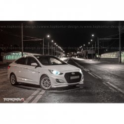 2 899 р. Накладка на передний бампер TopKontur Design v2 Hyundai Solaris RBr седан дорестайлинг (2010-2014) (Неокрашенная)  с доставкой в г. Керчь. Увеличить фотографию 4
