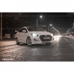 2 899 р. Накладка на передний бампер TopKontur Design v2 Hyundai Solaris RBr седан дорестайлинг (2010-2014) (Неокрашенная)  с доставкой в г. Керчь. Увеличить фотографию 6