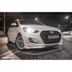 2 899 р. Накладка на передний бампер TopKontur Design v2 Hyundai Solaris RBr седан дорестайлинг (2010-2014) (Неокрашенная)  с доставкой в г. Керчь. Увеличить фотографию 8