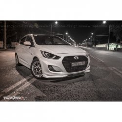 2 899 р. Накладка на передний бампер TopKontur Design v2 Hyundai Solaris RBr седан дорестайлинг (2010-2014) (Неокрашенная)  с доставкой в г. Керчь. Увеличить фотографию 9