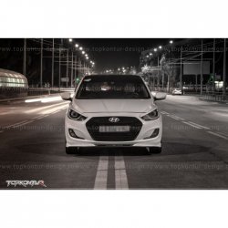2 899 р. Накладка на передний бампер TopKontur Design v2 Hyundai Solaris RBr седан дорестайлинг (2010-2014) (Неокрашенная)  с доставкой в г. Керчь. Увеличить фотографию 11