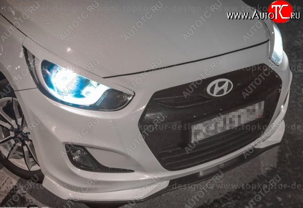 2 899 р. Накладка на передний бампер TopKontur Design v2 Hyundai Solaris RBr седан дорестайлинг (2010-2014) (Неокрашенная)  с доставкой в г. Керчь