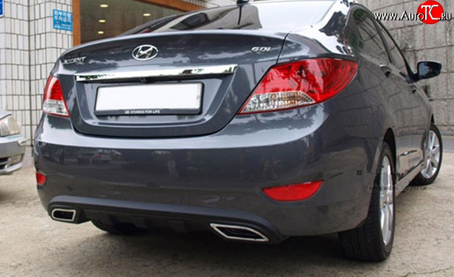 4 699 р. Диффузор заднего бампера M-VRS Hyundai Solaris RBr седан дорестайлинг (2010-2014) (Неокрашенная)  с доставкой в г. Керчь