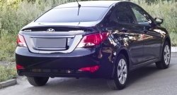 979 р. Накладка на верхнюю часть заднего бампера RA Hyundai Solaris RBr седан рестайлинг (2014-2017)  с доставкой в г. Керчь. Увеличить фотографию 2