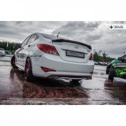 8 999 р. Накладка на задний бампер TopKontur Design Hyundai Solaris RBr седан дорестайлинг (2010-2014) (Неокрашенная)  с доставкой в г. Керчь. Увеличить фотографию 3