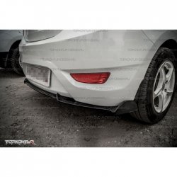 4 299 р. Накладка на задний бампер (хетчбек) Topkontur Hyundai Solaris RBr седан дорестайлинг (2010-2014) (Тисненая поверхность, Неокрашенная)  с доставкой в г. Керчь. Увеличить фотографию 3