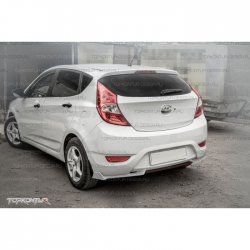 4 299 р. Накладка на задний бампер (хетчбек) Topkontur Hyundai Solaris RBr седан дорестайлинг (2010-2014) (Тисненая поверхность, Неокрашенная)  с доставкой в г. Керчь. Увеличить фотографию 4