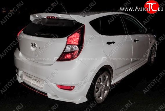 4 299 р. Накладка на задний бампер (хетчбек) Topkontur Hyundai Solaris RBr седан дорестайлинг (2010-2014) (Тисненая поверхность, Неокрашенная)  с доставкой в г. Керчь