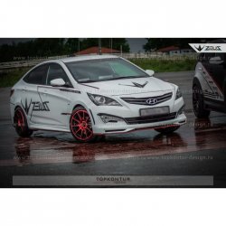 4 999 р. Пороги накладки TopKontur Design Hyundai Solaris RBr седан рестайлинг (2014-2017) (Неокрашенные)  с доставкой в г. Керчь. Увеличить фотографию 2