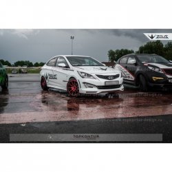4 999 р. Пороги накладки TopKontur Design Hyundai Solaris RBr седан рестайлинг (2014-2017) (Неокрашенные)  с доставкой в г. Керчь. Увеличить фотографию 3