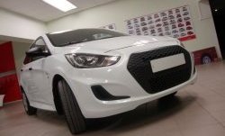 5 799 р. Решётка радиатора YTG  Hyundai Solaris  RBr (2010-2014) седан дорестайлинг (Неокрашенная)  с доставкой в г. Керчь. Увеличить фотографию 5