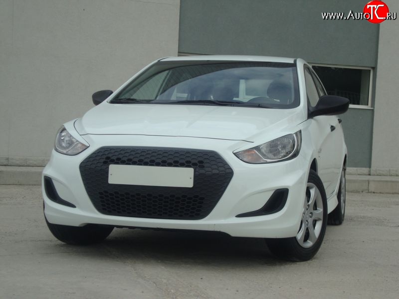 5 799 р. Решётка радиатора YTG  Hyundai Solaris  RBr (2010-2014) седан дорестайлинг (Неокрашенная)  с доставкой в г. Керчь