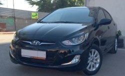 1 029 р. Реснички на фары Sniper  Hyundai Solaris  RBr (2010-2014) седан дорестайлинг, хэтчбэк дорестайлинг (Неокрашенные)  с доставкой в г. Керчь. Увеличить фотографию 2