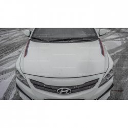 1 499 р. Реснички на фары HS1 Hyundai Solaris RBr хэтчбэк дорестайлинг (2010-2014) (Неокрашенные)  с доставкой в г. Керчь. Увеличить фотографию 2