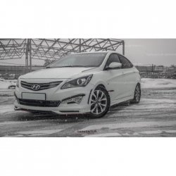 1 499 р. Реснички на фары HS1 Hyundai Solaris RBr хэтчбэк дорестайлинг (2010-2014) (Неокрашенные)  с доставкой в г. Керчь. Увеличить фотографию 4