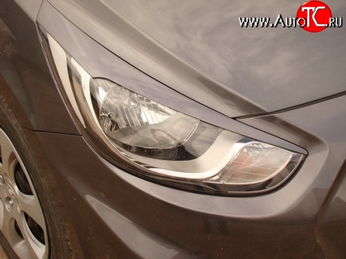 549 р. Реснички M-VRS на фары Hyundai Solaris RBr седан дорестайлинг (2010-2014) (Неокрашенные)  с доставкой в г. Керчь