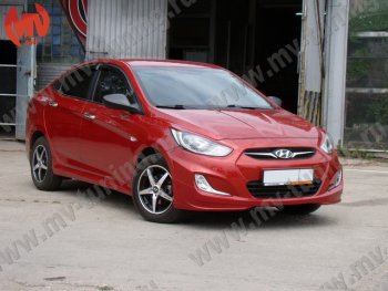 1 149 р. Реснички на фары MV tuning v2 Hyundai Solaris RBr хэтчбэк дорестайлинг (2010-2014) (Неокрашенные)  с доставкой в г. Керчь. Увеличить фотографию 4