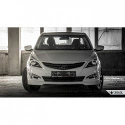 1 499 р. Реснички на фары Zeus Hyundai Solaris RBr седан дорестайлинг (2010-2014) (Неокрашенные)  с доставкой в г. Керчь. Увеличить фотографию 6