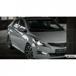 1 499 р. Реснички на фары Zeus Hyundai Solaris RBr седан дорестайлинг (2010-2014) (Неокрашенные)  с доставкой в г. Керчь. Увеличить фотографию 7