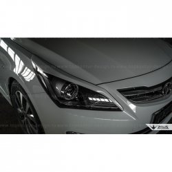 1 499 р. Реснички на фары Zeus Hyundai Solaris RBr седан дорестайлинг (2010-2014) (Неокрашенные)  с доставкой в г. Керчь. Увеличить фотографию 9