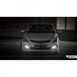 1 499 р. Реснички на фары Zeus Hyundai Solaris RBr седан дорестайлинг (2010-2014) (Неокрашенные)  с доставкой в г. Керчь. Увеличить фотографию 10