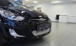 1 539 р. Сетка на бампер Russtal (хром) Hyundai Solaris RBr седан дорестайлинг (2010-2014)  с доставкой в г. Керчь. Увеличить фотографию 5