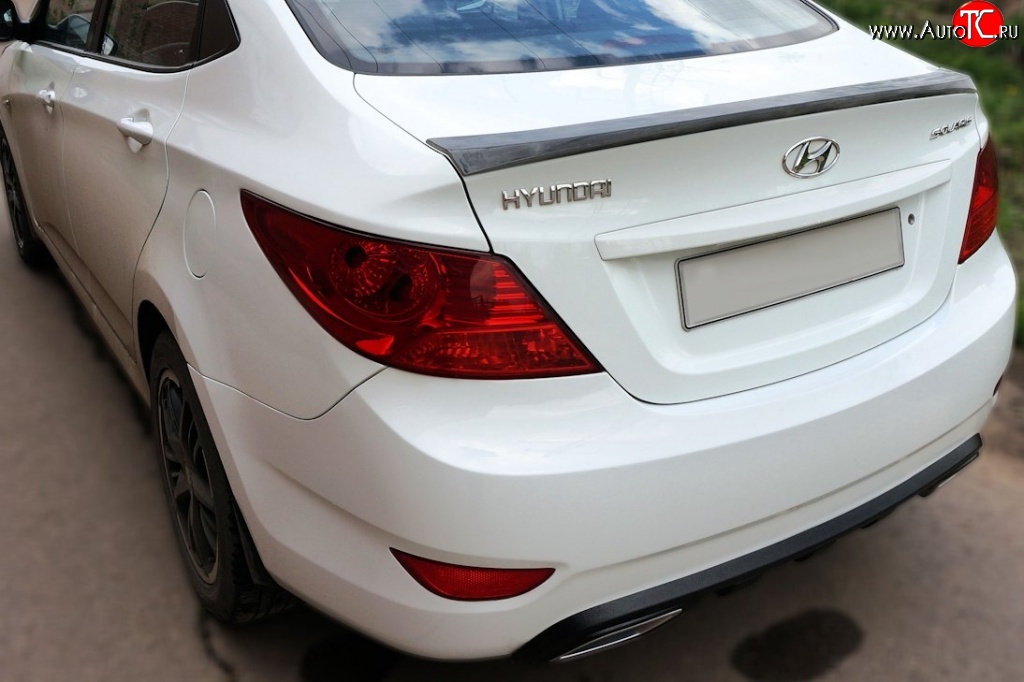 3 659 р. Лип спойлер Драйв Hyundai Solaris RBr седан дорестайлинг (2010-2014) (Неокрашенный)  с доставкой в г. Керчь