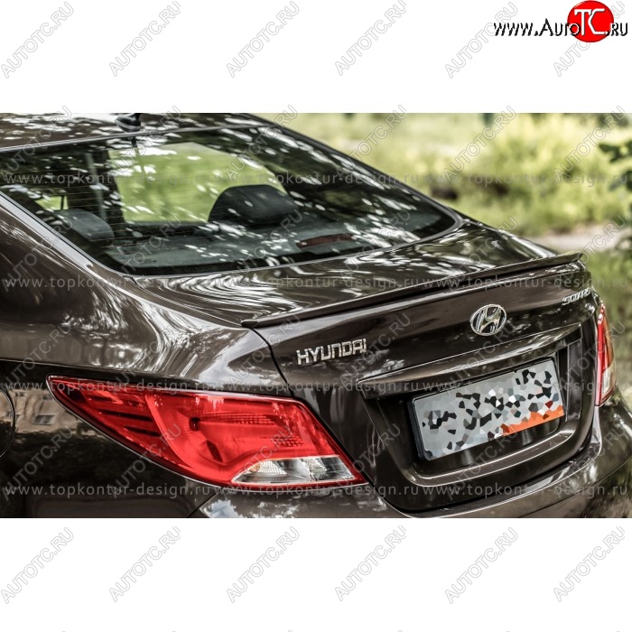 4 499 р. Лип спойлер HS-2 Hyundai Solaris RBr седан дорестайлинг (2010-2014) (Неокрашенный)  с доставкой в г. Керчь