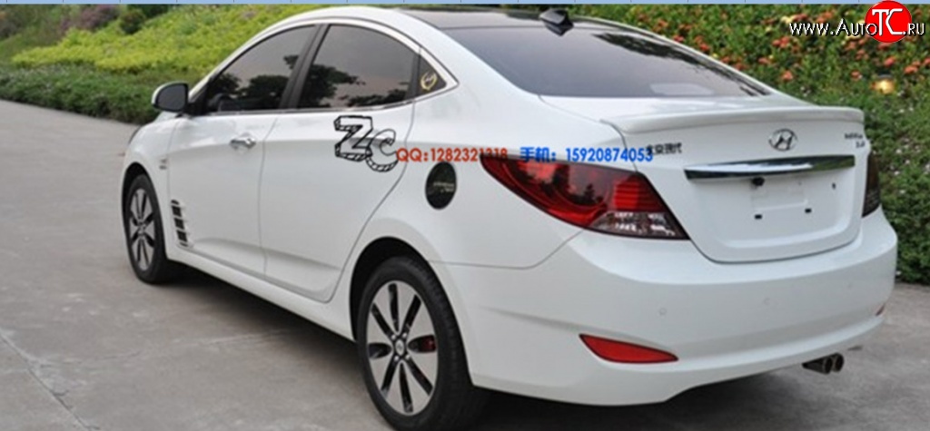2 399 р. Лип спойлер M-VRS Hyundai Solaris RBr седан дорестайлинг (2010-2014) (Неокрашенный)  с доставкой в г. Керчь