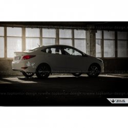 5 399 р. Лип спойлер Zeus  Hyundai Solaris  RBr (2010-2014) седан дорестайлинг (Неокрашенный)  с доставкой в г. Керчь. Увеличить фотографию 11