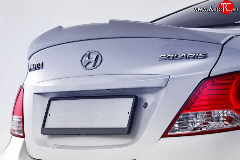 5 799 р. Лип спойлер Style Hyundai Solaris RBr седан рестайлинг (2014-2017) (Неокрашенный)  с доставкой в г. Керчь