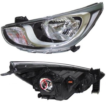 Левая фара SAT Hyundai Solaris  RBr (2010-2014) седан дорестайлинг, хэтчбэк дорестайлинг
