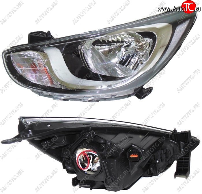 3 799 р. Левая фара SAT  Hyundai Solaris  RBr (2010-2014) седан дорестайлинг, хэтчбэк дорестайлинг  с доставкой в г. Керчь