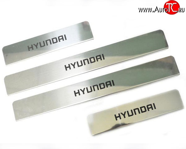 829 р. Накладки на порожки автомобиля M-VRS (нанесение надписи методом окраски) Hyundai Solaris RBr седан дорестайлинг (2010-2014)  с доставкой в г. Керчь