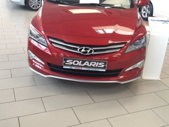 3 899 р. Накладка на передний бампер АвтоКрат  Hyundai Solaris  RBr (2014-2017) седан рестайлинг (Неокрашенная)  с доставкой в г. Керчь. Увеличить фотографию 2